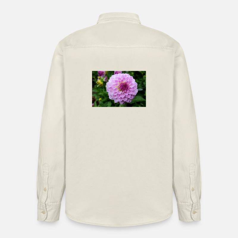 Dahlia rose rose fleur, fleur - Chemise unisexe coupe décontractée bio Stanley/Stella - écru doux