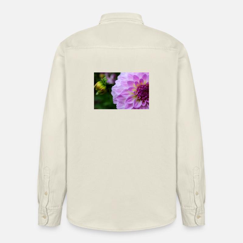 Dahlia rose rose Violet fleur, fleur - Chemise unisexe coupe décontractée bio Stanley/Stella - écru doux