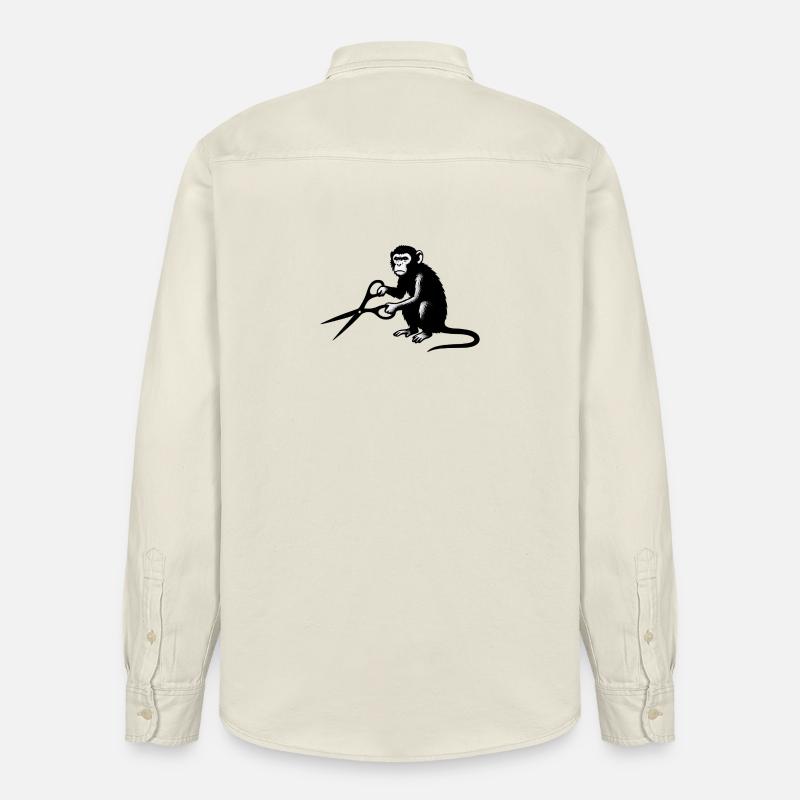 Silhouette de singe avec des ciseaux - Chemise unisexe coupe décontractée bio Stanley/Stella - écru doux