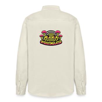 Overstimulated Psychedelic Eyes - Relaxed Fit Unisex Organic Shirt by Stanley/Stella - soft Ecru - Back - AI Model Male 178 light (178cm)