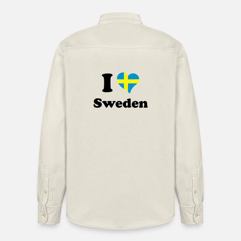I love Sweden - J'aime la Suède - Chemise unisexe coupe décontractée bio Stanley/Stella - écru doux