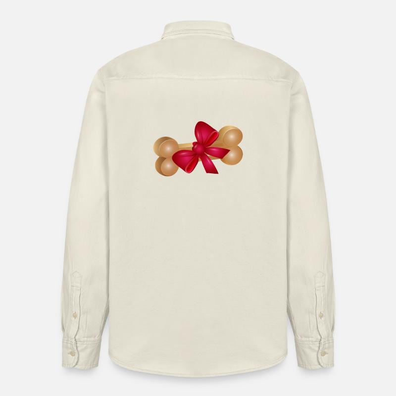 Geschenk-Kauknochen mit roter Schleife - Relaxed Fit Unisex Organic Hemd von Stanley/Stella - Natur