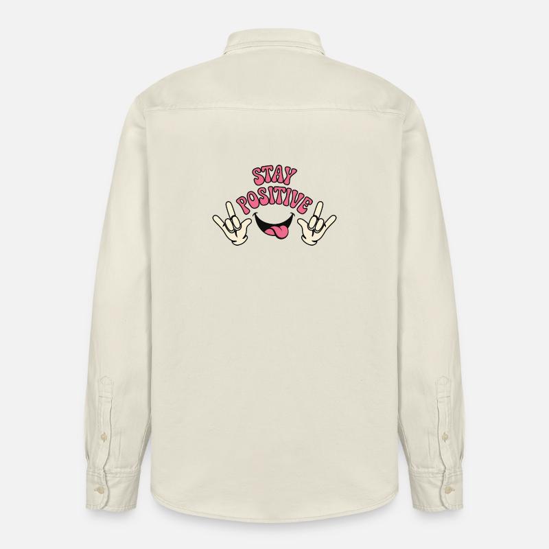 Verspieltes positives Vibes-Typografie-Design - Relaxed Fit Unisex Organic Hemd von Stanley/Stella - Natur