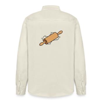 Rolling Pin Rolling Dough Roll Baking - Relaxed Fit Unisex Organic Shirt by Stanley/Stella - soft Ecru - Back - AI Model Male 178 light (178cm)