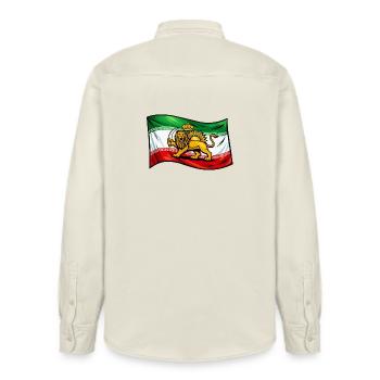 Persia Iran Flag - Relaxed Fit Unisex Organic Shirt by Stanley/Stella - soft Ecru - Back - AI Model Male 178 light (178cm)