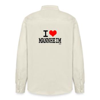 J'aime Mannheim - j'aime - Chemise unisexe coupe décontractée bio Stanley/Stella - écru doux - Dos - AI Model Male 178 light (178cm)