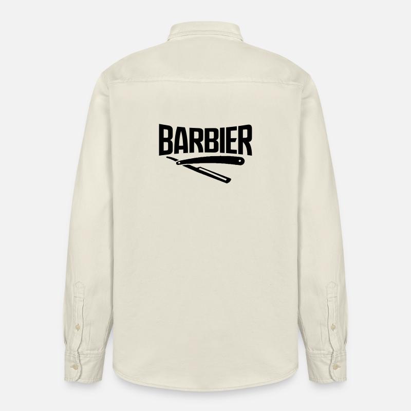 barbier barbier viking bart barbe coiffeur autocollant - Chemise unisexe coupe décontractée bio Stanley/Stella - écru doux