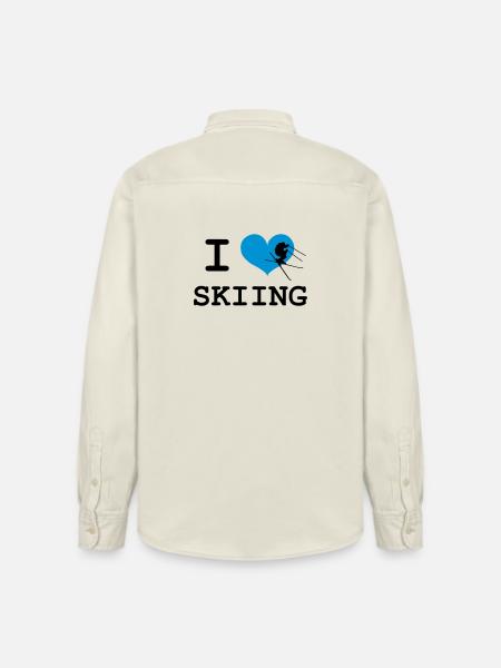 I Love Skiing - Relaxed Fit Unisex Organic Shirt by Stanley/Stella - soft Ecru