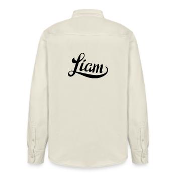 Name Liam - Relaxed Fit Unisex Organic Shirt by Stanley/Stella - soft Ecru - Back - AI Model Male 178 light (178cm)