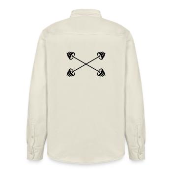 Gekreuzte Langhanteln - Relaxed Fit Unisex Organic Hemd von Stanley/Stella - Natur - Hinten - AI Model Male 178 light (178cm)