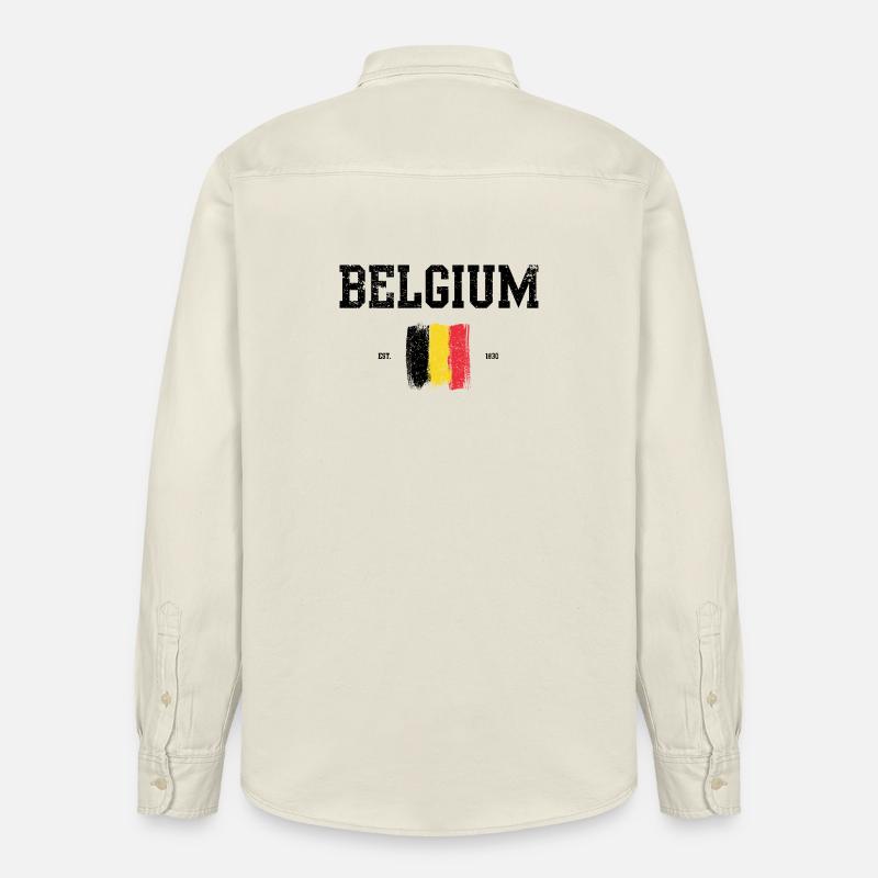Impression d’art abstraite drapeau belge - Chemise unisexe coupe décontractée bio Stanley/Stella - écru doux