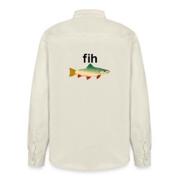 Fih Funny Fish Men's Fishing Fih - Relaxed Fit Unisex Organic Shirt by Stanley/Stella - soft Ecru - Back - AI Model Male 178 light (178cm)