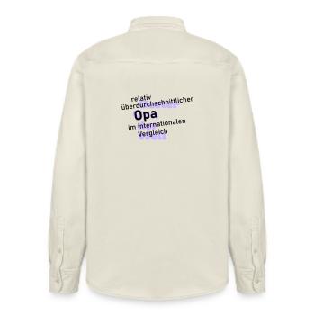 überdurchschnittlicher opa - Relaxed Fit Unisex Organic Hemd von Stanley/Stella - Natur - Hinten - AI Model Male 178 light (178cm)