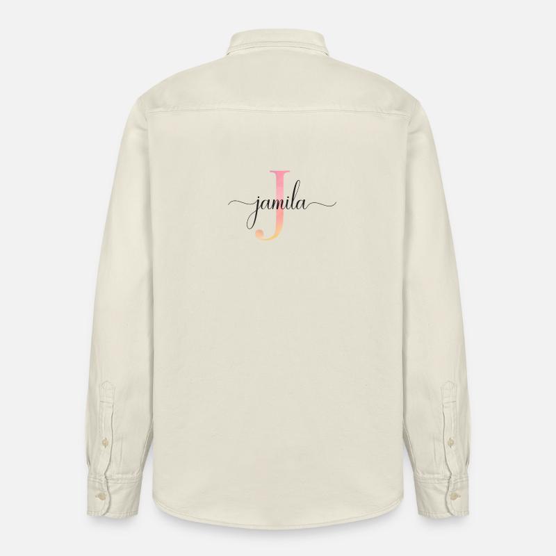 J | Monogramme | Nom | Jamila|Aquarelle - Chemise unisexe coupe décontractée bio Stanley/Stella - écru doux