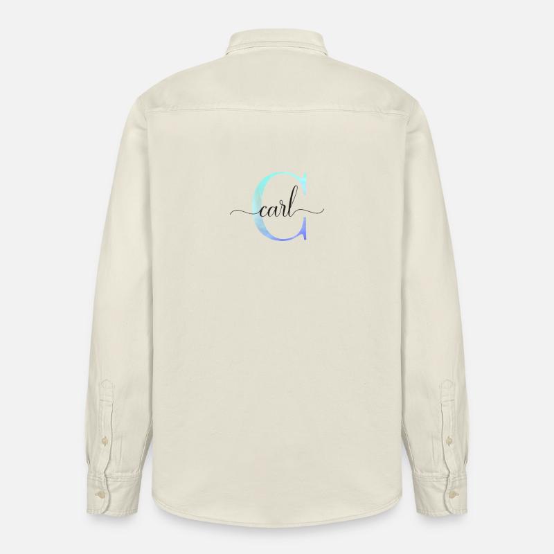 C| Monogramme | Nom | Carl | Aquarelle - Chemise unisexe coupe décontractée bio Stanley/Stella - écru doux