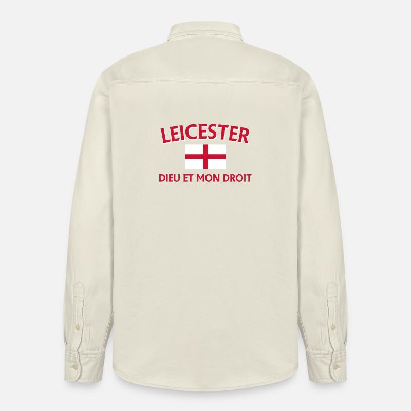 Leicester Angleterre Drapeau et devise - Chemise unisexe coupe décontractée bio Stanley/Stella - écru doux