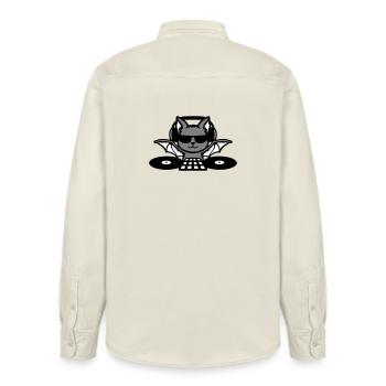 DJ Bat Headphones Mixer Halloween Party - Relaxed Fit Unisex Organic Shirt by Stanley/Stella - soft Ecru - Back - AI Model Male 178 light (178cm)