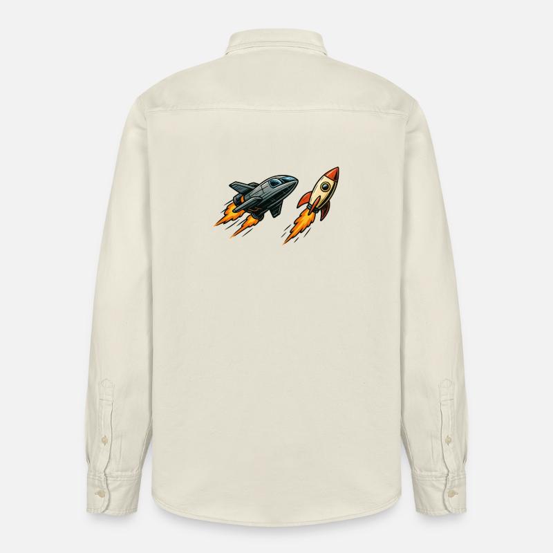 Espace de dessin animé Rocket Sprint - Chemise unisexe coupe décontractée bio Stanley/Stella - écru doux