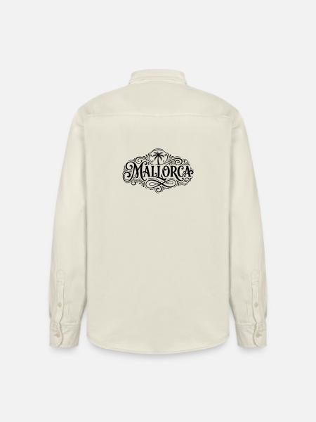 Mallorca Schriftzug Palme - Relaxed Fit Unisex Organic Hemd von Stanley/Stella - Natur