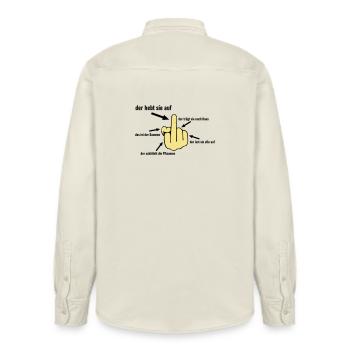 Mittelfinger hebt sie auf - Relaxed Fit Unisex Organic Hemd von Stanley/Stella - Natur - Hinten - AI Model Male 178 light (178cm)
