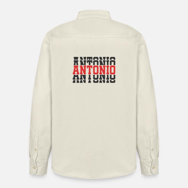 Antonio T-Shirt Geschenkidee gestapelter Text - Relaxed Fit Unisex Organic Hemd von Stanley/Stella - Natur