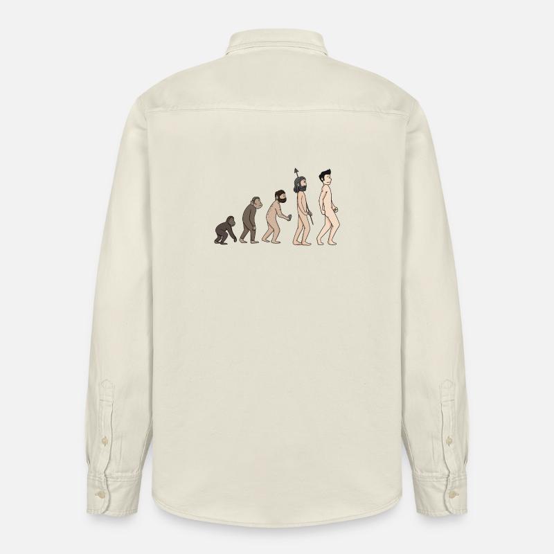Human Development - Evolution Illustration - Relaxed Fit Unisex Organic Shirt by Stanley/Stella - soft Ecru