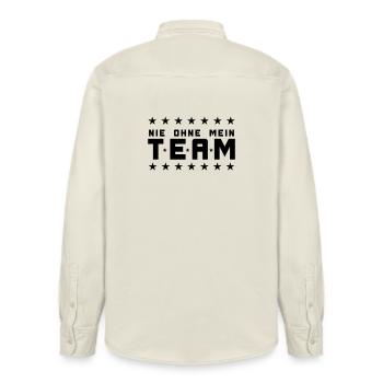 My Team - Relaxed Fit Unisex Organic Shirt by Stanley/Stella - soft Ecru - Back - AI Model Male 178 light (178cm)