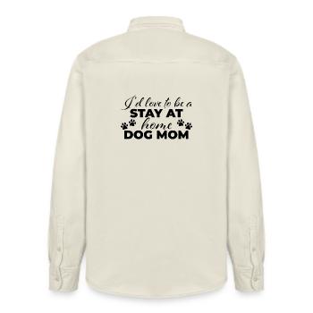 Au foyer chien maman - Chemise unisexe coupe décontractée bio Stanley/Stella - écru doux - Dos - AI Model Male 178 light (178cm)
