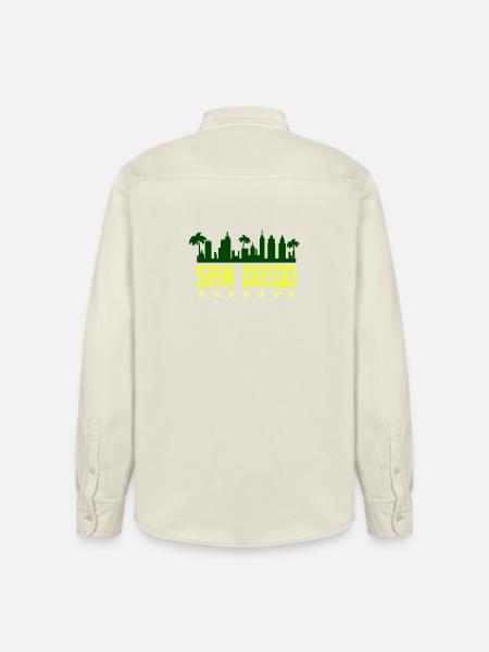 San Diego Skyline Neon Yellow - Relaxed Fit Unisex Organic Shirt by Stanley/Stella - soft Ecru