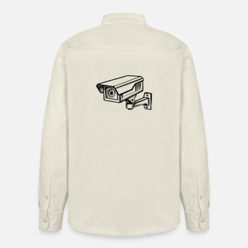 Security Camera Security - Illusionration - Relaxed Fit Unisex Organic Shirt by Stanley/Stella - soft Ecru