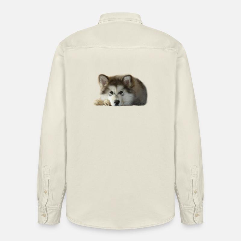 Maia Malamute Welpe - Stanley/Stella Unisex Worker Hemd - Natur