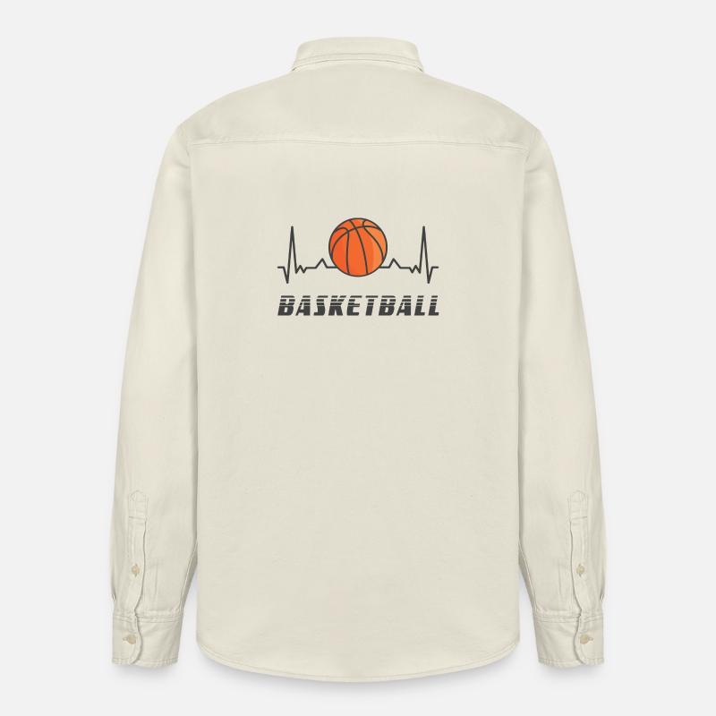 Basketball Herzfrequenz Design - Relaxed Fit Unisex Organic Hemd von Stanley/Stella - Natur