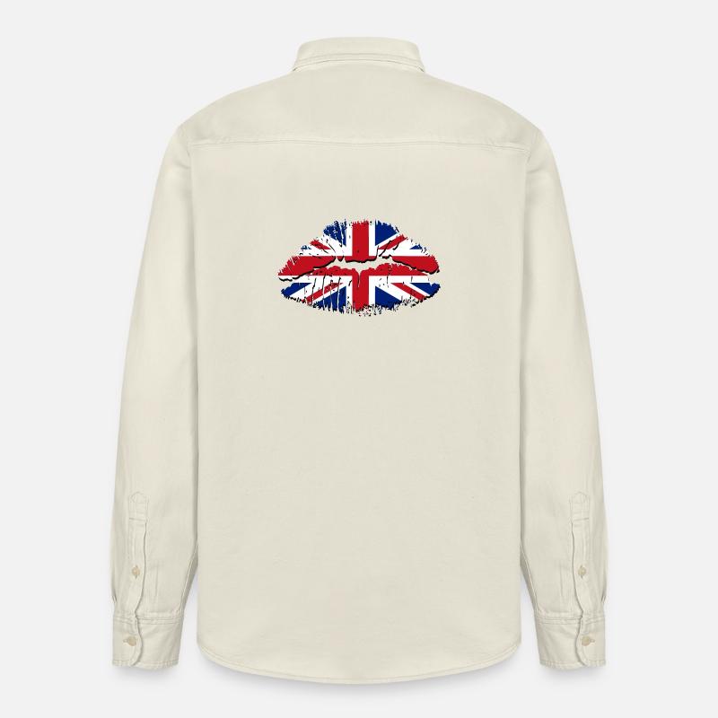 Pop Art Union Jack Lips - Relaxed Fit Unisex Organic Hemd von Stanley/Stella - Natur