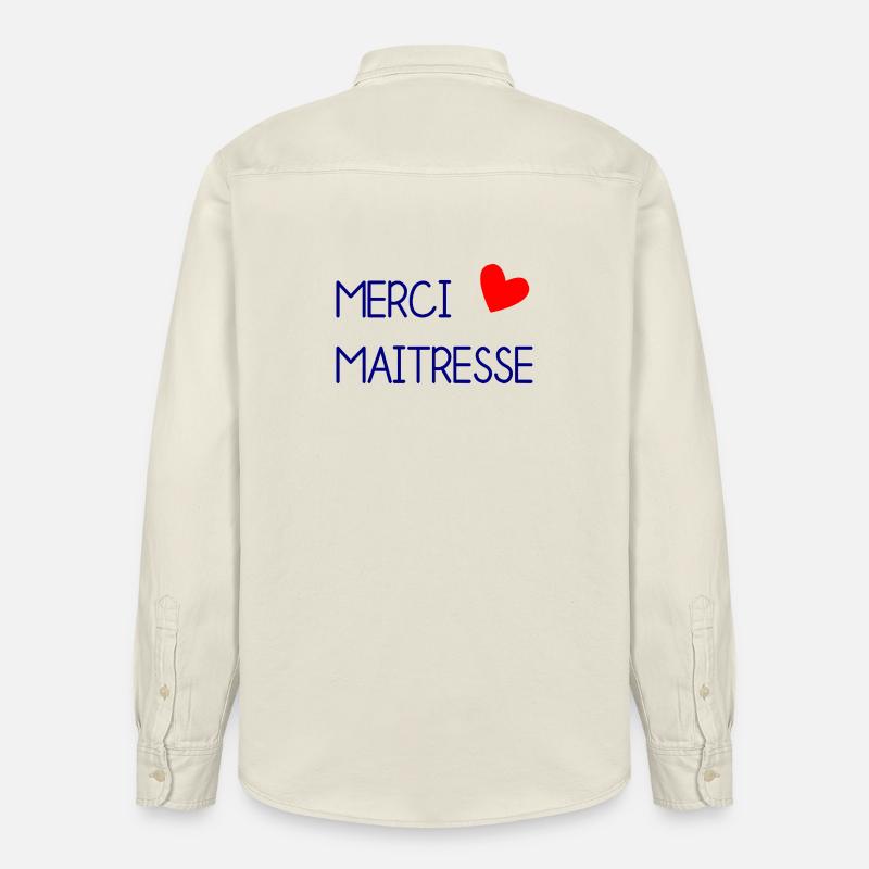 MAÎTRESSE. MAITRE. MERCI. MERCI MAÎTRESSE - Chemise unisexe coupe décontractée bio Stanley/Stella - écru doux