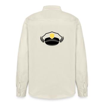 Polizei Mütze & Abzeichen | Ehre & Respekt - Relaxed Fit Unisex Organic Hemd von Stanley/Stella - Natur - Hinten - AI Model Male 178 light (178cm)