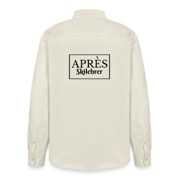 Après Ski Instructor Party Humor - Relaxed Fit Unisex Organic Shirt by Stanley/Stella - soft Ecru - Back - AI Model Male 178 light (178cm)