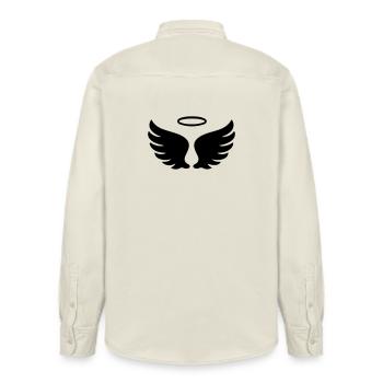 Symbole de l’Ange des Ailes - Chemise unisexe coupe décontractée bio Stanley/Stella - écru doux - Dos - AI Model Male 178 light (178cm)