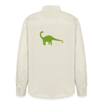 Silhouette de dinosaure vert - Chemise unisexe coupe décontractée bio Stanley/Stella - écru doux - Dos - AI Model Male 178 light (178cm)
