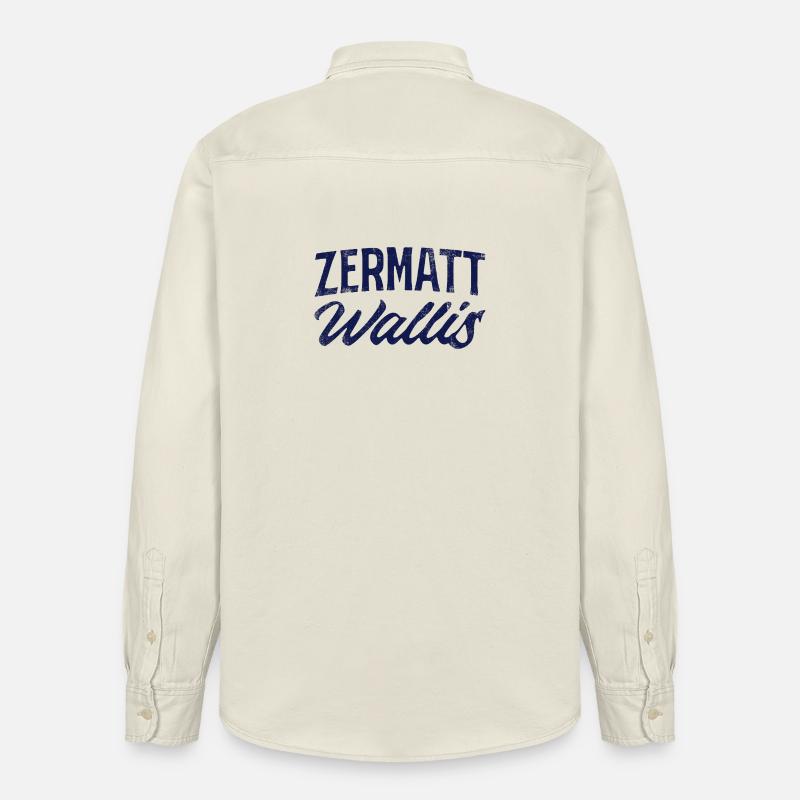 Zermatt Wallis Alpine Script - Relaxed Fit Unisex Organic Hemd von Stanley/Stella - Natur