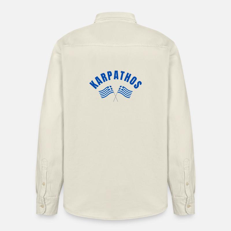 Karpathos avec drapeaux grecs croisés - Chemise unisexe coupe décontractée bio Stanley/Stella - écru doux