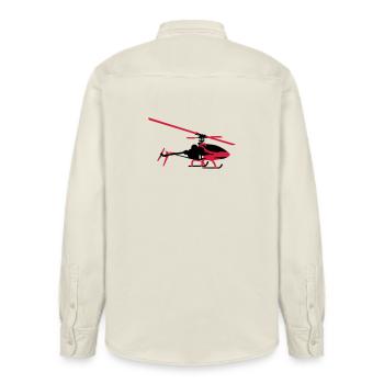 helicopter model - Relaxed Fit Unisex Organic Shirt by Stanley/Stella - soft Ecru - Back - AI Model Male 178 light (178cm)