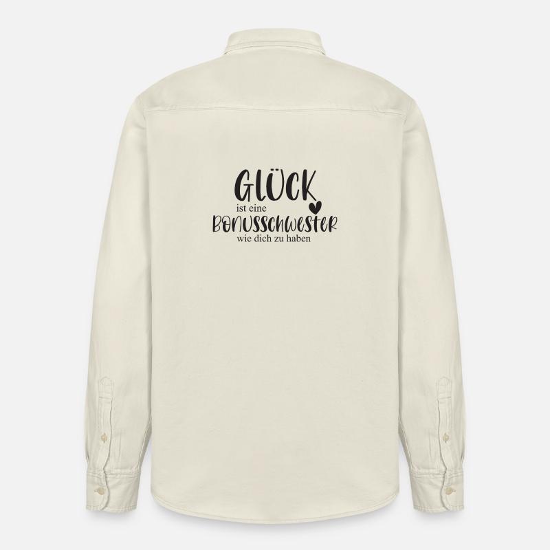 Bonusschwester Glück Geschenk Schwester Danke - Relaxed Fit Unisex Organic Hemd von Stanley/Stella - Natur