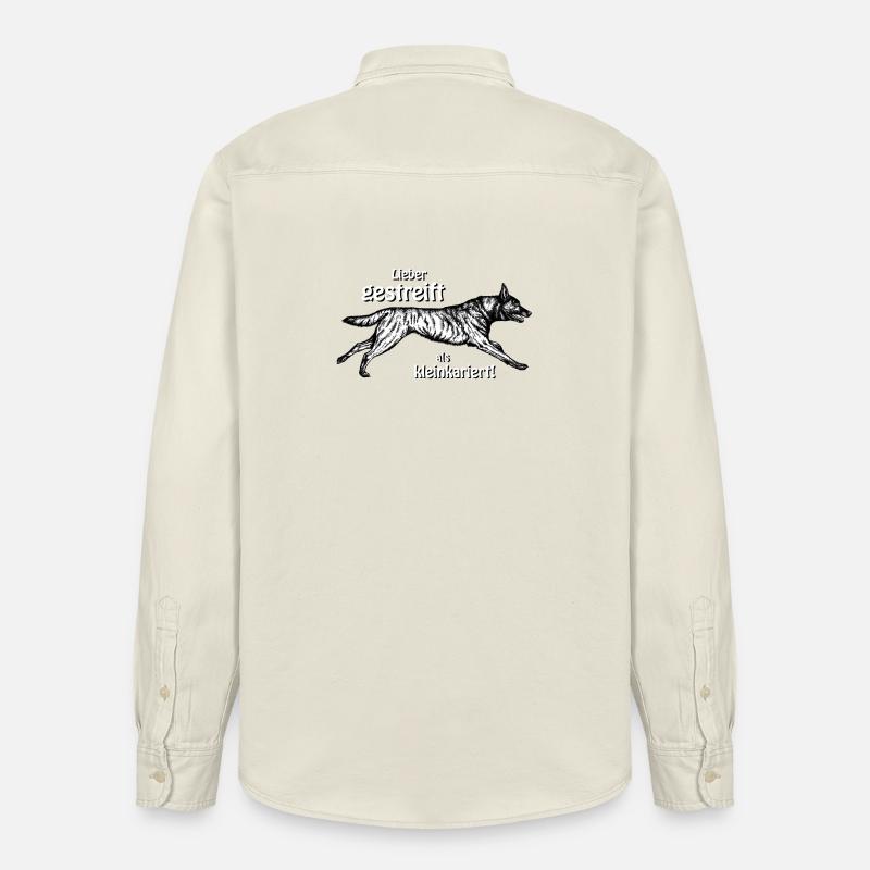 Lieber gestreift als kleinkariert - 2 - Relaxed Fit Unisex Organic Hemd von Stanley/Stella - Natur