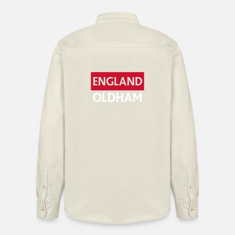 Conception des drapeaux anglais Oldham - Chemise unisexe coupe décontractée bio Stanley/Stella - écru doux