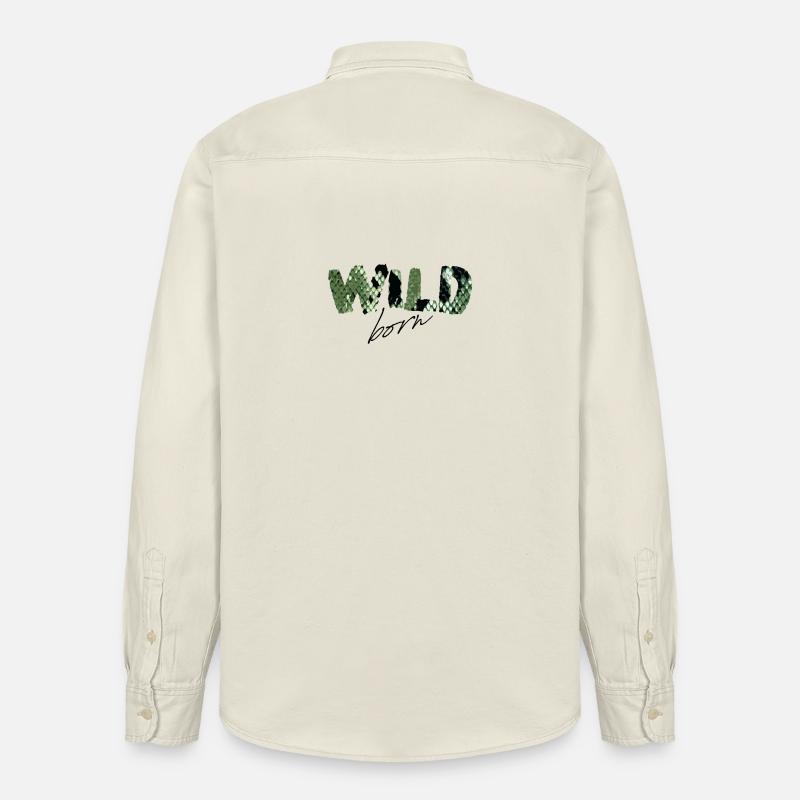 Wild Born Snake Print Buchstaben - Relaxed Fit Unisex Organic Hemd von Stanley/Stella - Natur