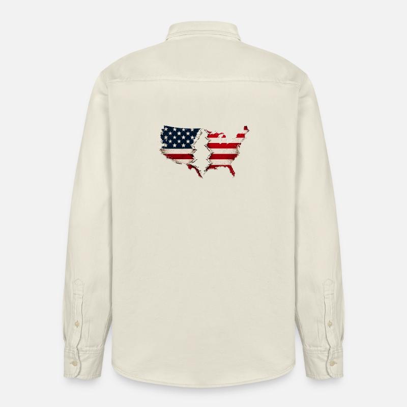 Drapeau américain de Broken Heart - Chemise unisexe coupe décontractée bio Stanley/Stella - écru doux