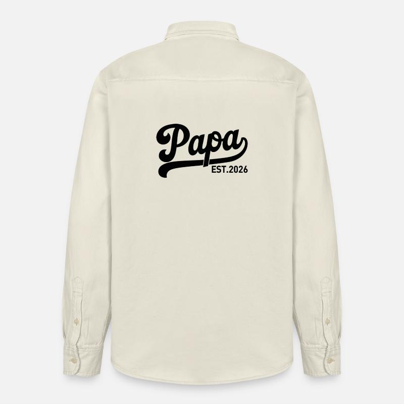 Papa EST 2026 Script Logo - Relaxed Fit Unisex Organic Shirt by Stanley/Stella - soft Ecru