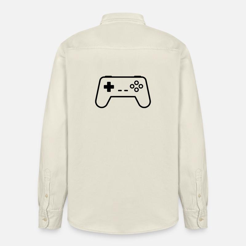 Gamepad Controller Outline Gaming Vektor - Relaxed Fit Unisex Organic Hemd von Stanley/Stella - Natur