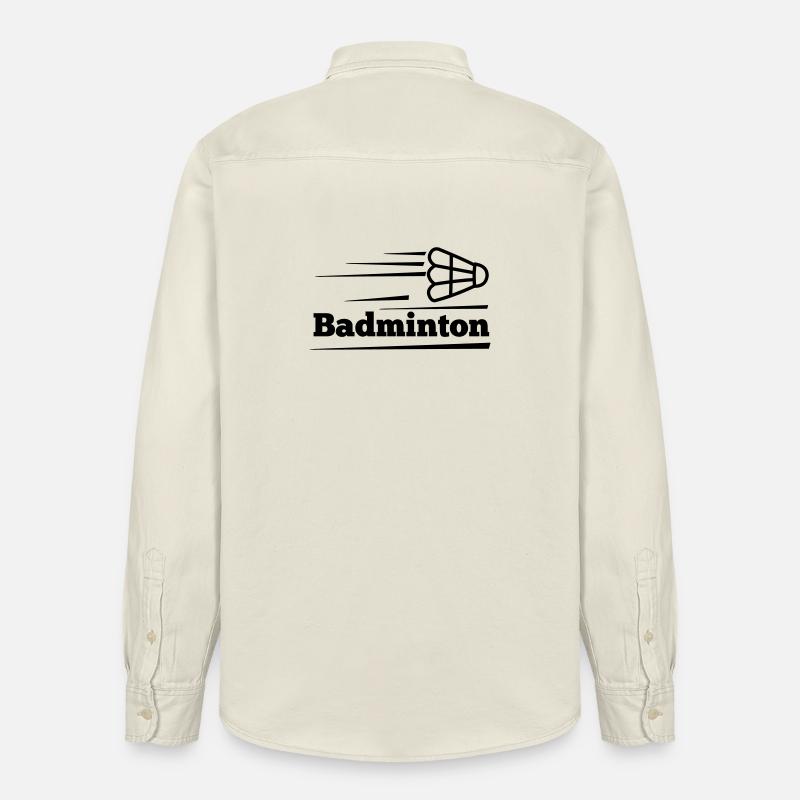 Texte de badminton avec navette survolée - Chemise unisexe coupe décontractée bio Stanley/Stella - écru doux