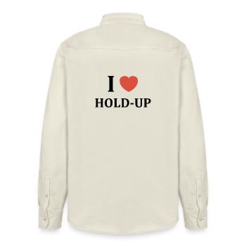 Warte mal - Relaxed Fit Unisex Organic Hemd von Stanley/Stella - Natur - Hinten - AI Model Male 178 light (178cm)